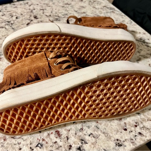 Vans Men's/Women's SK8-HI Moc Brown Suede High-Top Fringed Sneakers - Picture 4 of 5